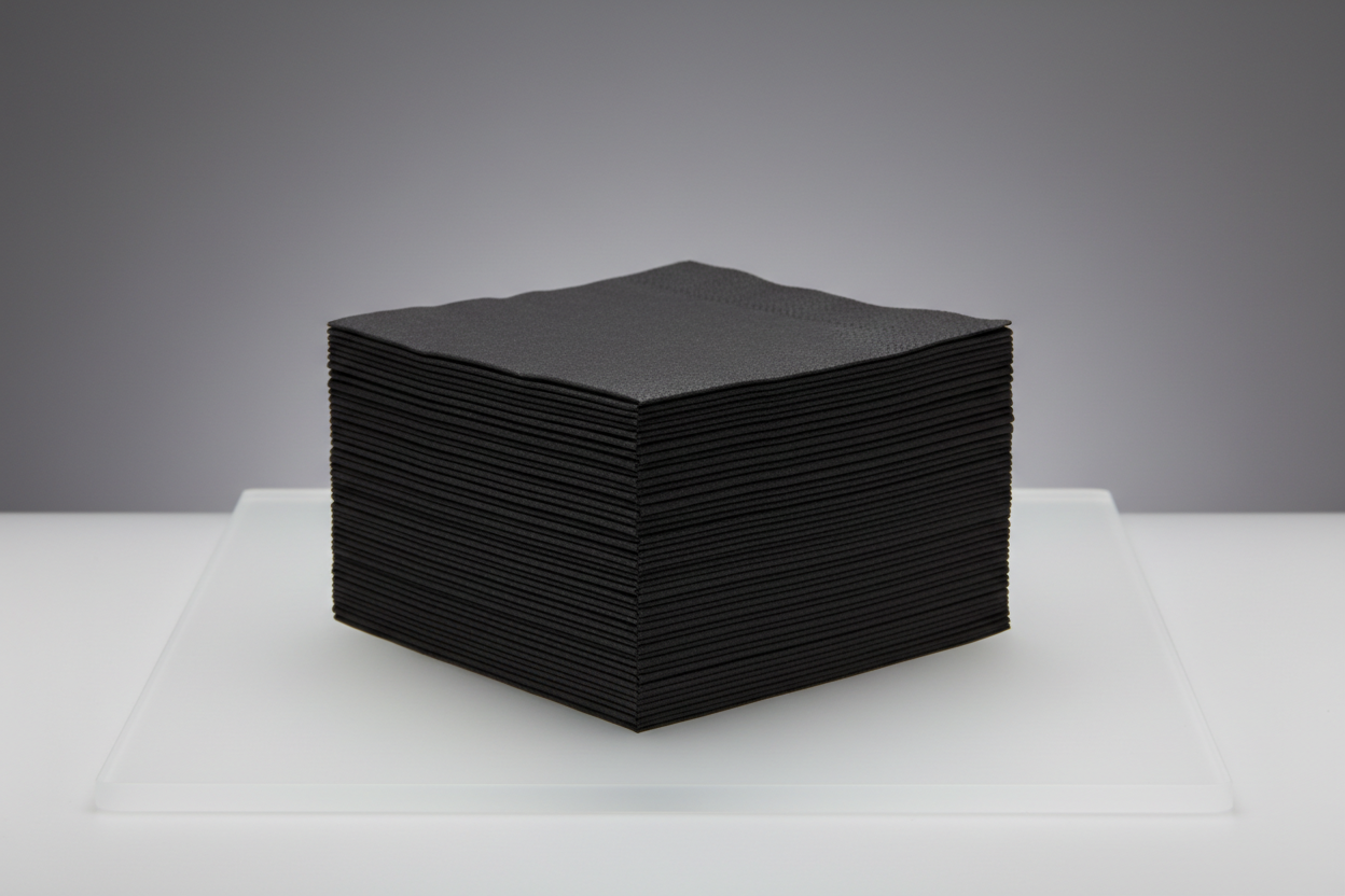 Coloured Napkin's – (25 X 25CM) 2PLY - BLACK with perfect sizes in studio back ground with no names in the filter