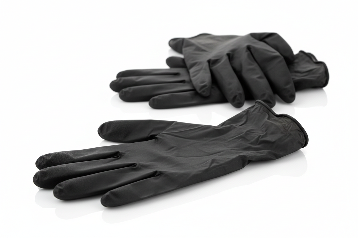 Disposable Black Nitrile Gloves – Extra Large but no names in the photos