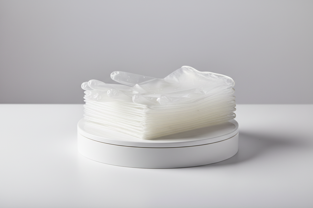 Disposable gloves (clear vinyl) – Small in studio back ground