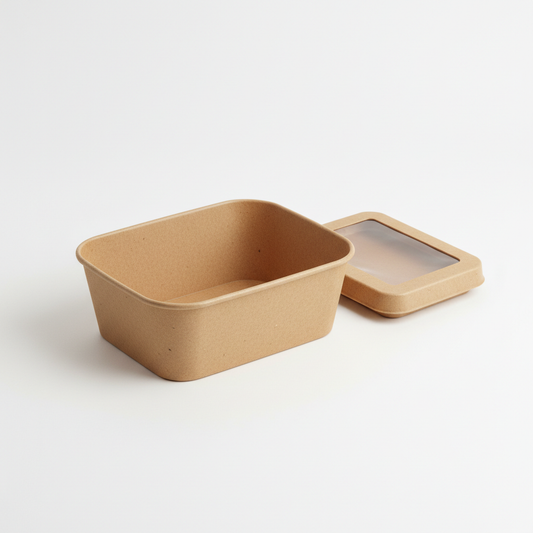 rectangular kraft bowl takeaway brown