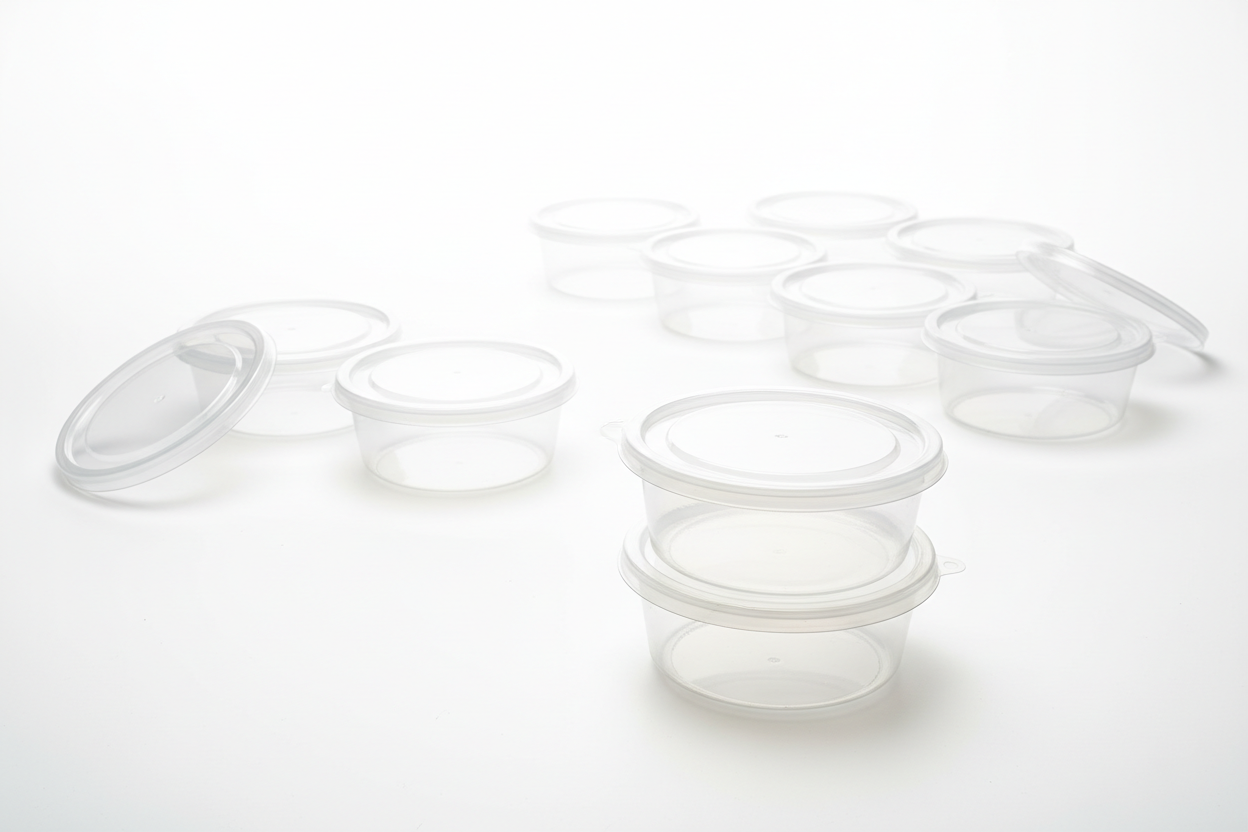 Round Plastic Containers with Lids – 12oz with no food