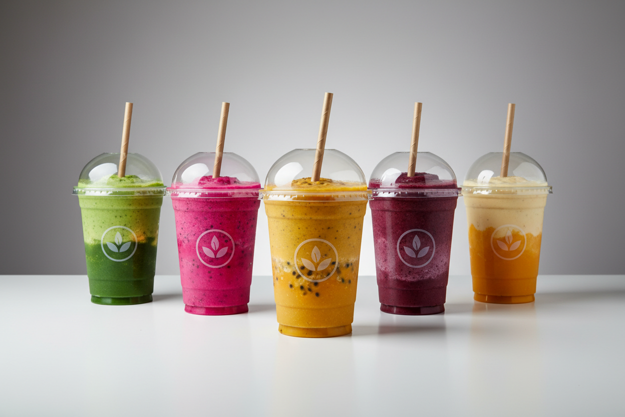 Smoothie Cups – 10oz takeaway in studio back grounf
