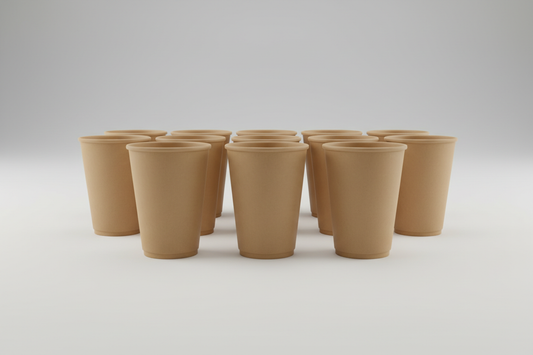 12oz kraft double wall coffee cups take away  with no lids in studio back ground with no names on photos and not rippled just plain