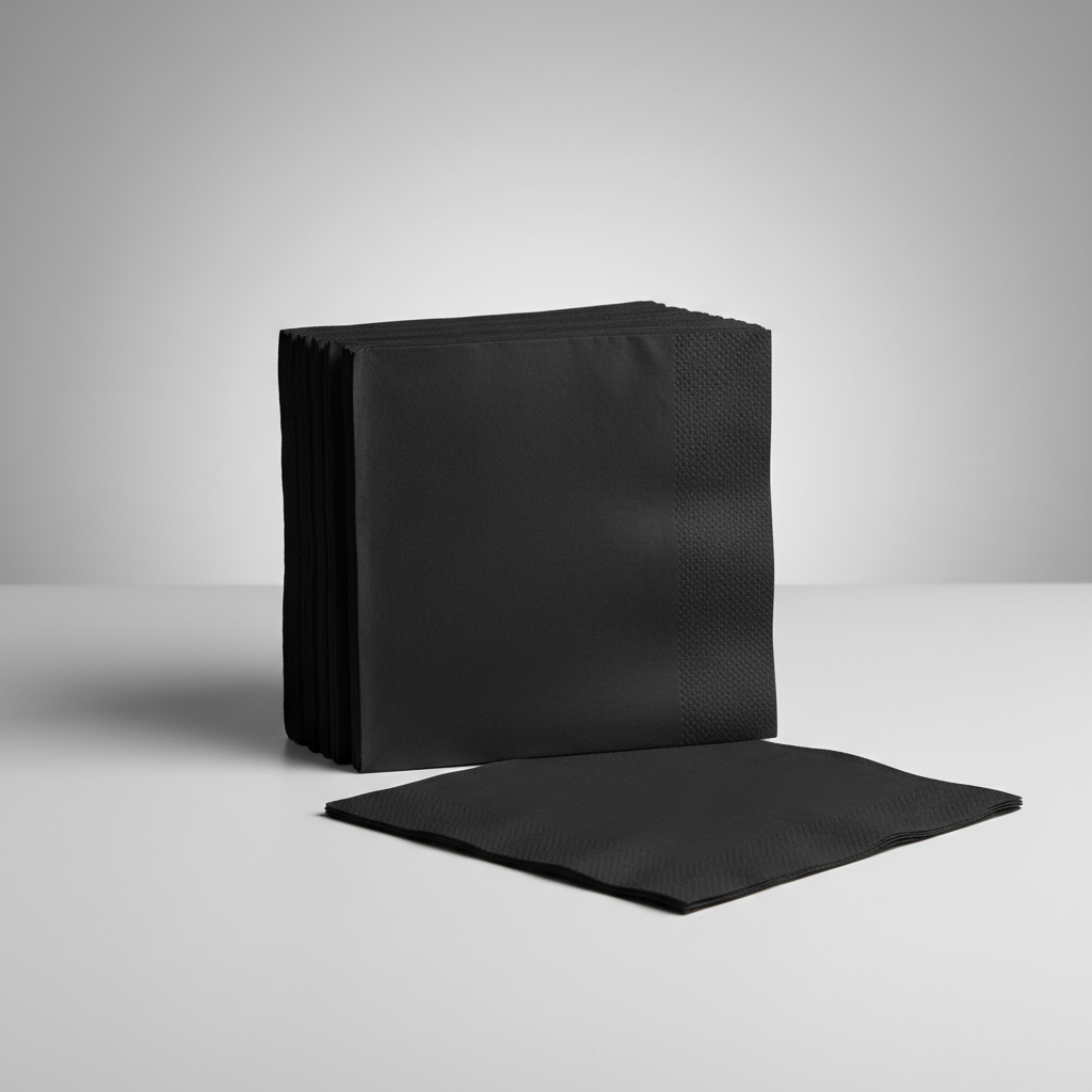 Coloured Napkin's – (33 X 33CM) 2PLY - BLACK with perfect sizes in studio back ground and no names in the photos please