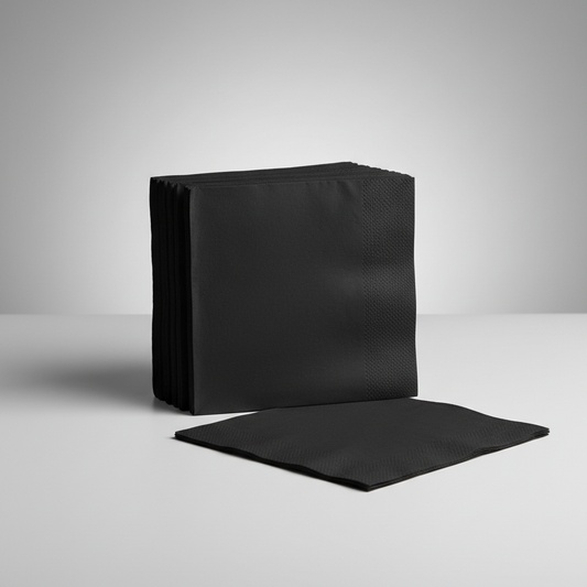 Coloured Napkin's – (33 X 33CM) 2PLY - BLACK with perfect sizes in studio back ground and no names in the photos please