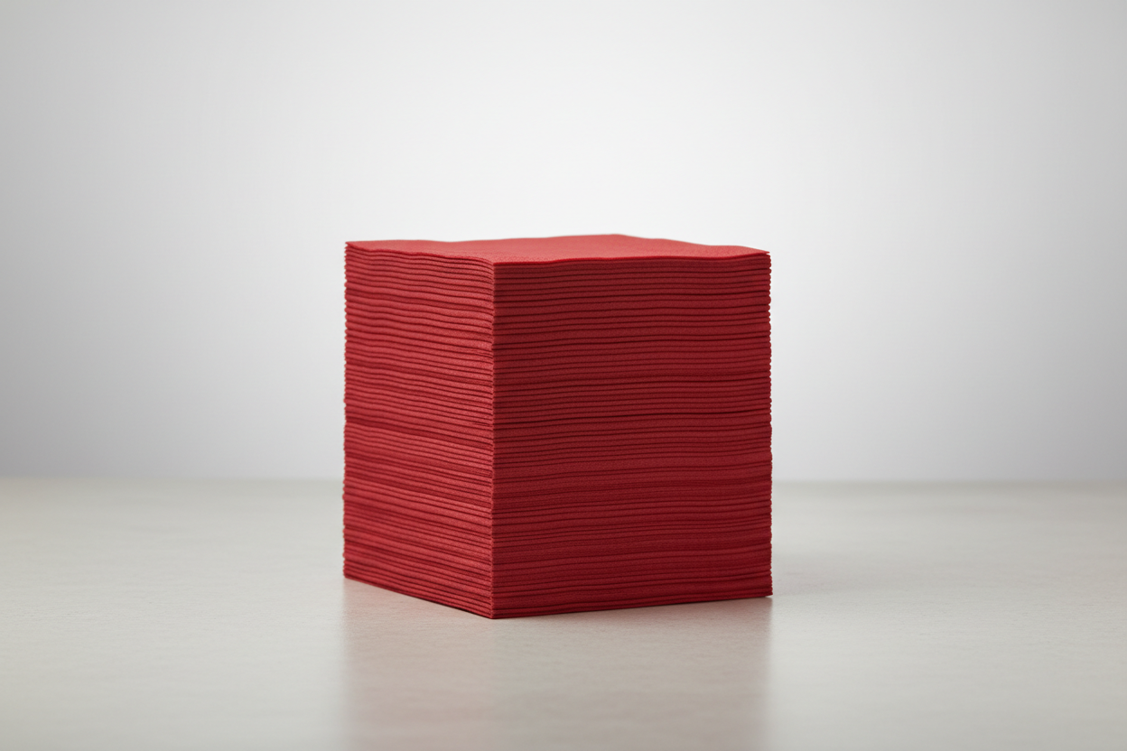 Coloured Napkin's – (33 X 33CM) 2PLY - RED with perfect sizes in studio back ground but no names in the photos