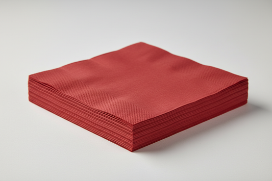 Coloured Napkin's – (40 X 40CM) 2PLY 1/4-FOLD - RED with perfect sizes in studio back ground with no names in the photos