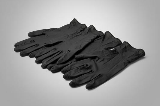 Disposable Black Nitrile Gloves – Large in studio back ground