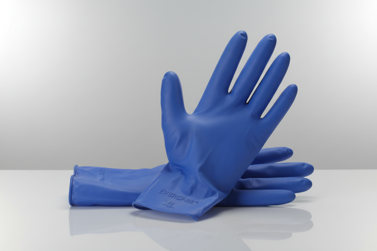 Gloves Blue Vinyl – Extra-Large in studio back ground