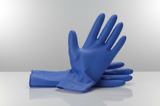 Gloves Blue Vinyl – Extra-Large in studio back ground