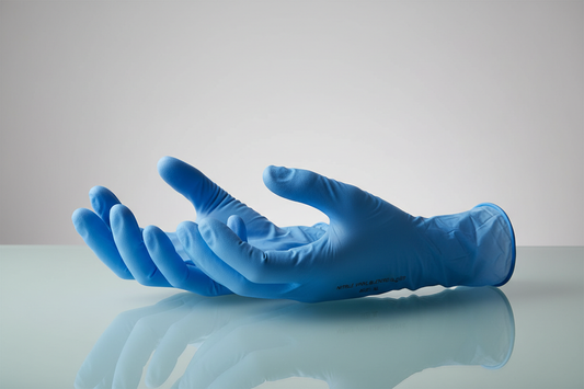 Gloves Blue Vinyl – Large in studio back ground