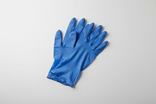 Gloves Blue Vinyl – Medium in studio back ground