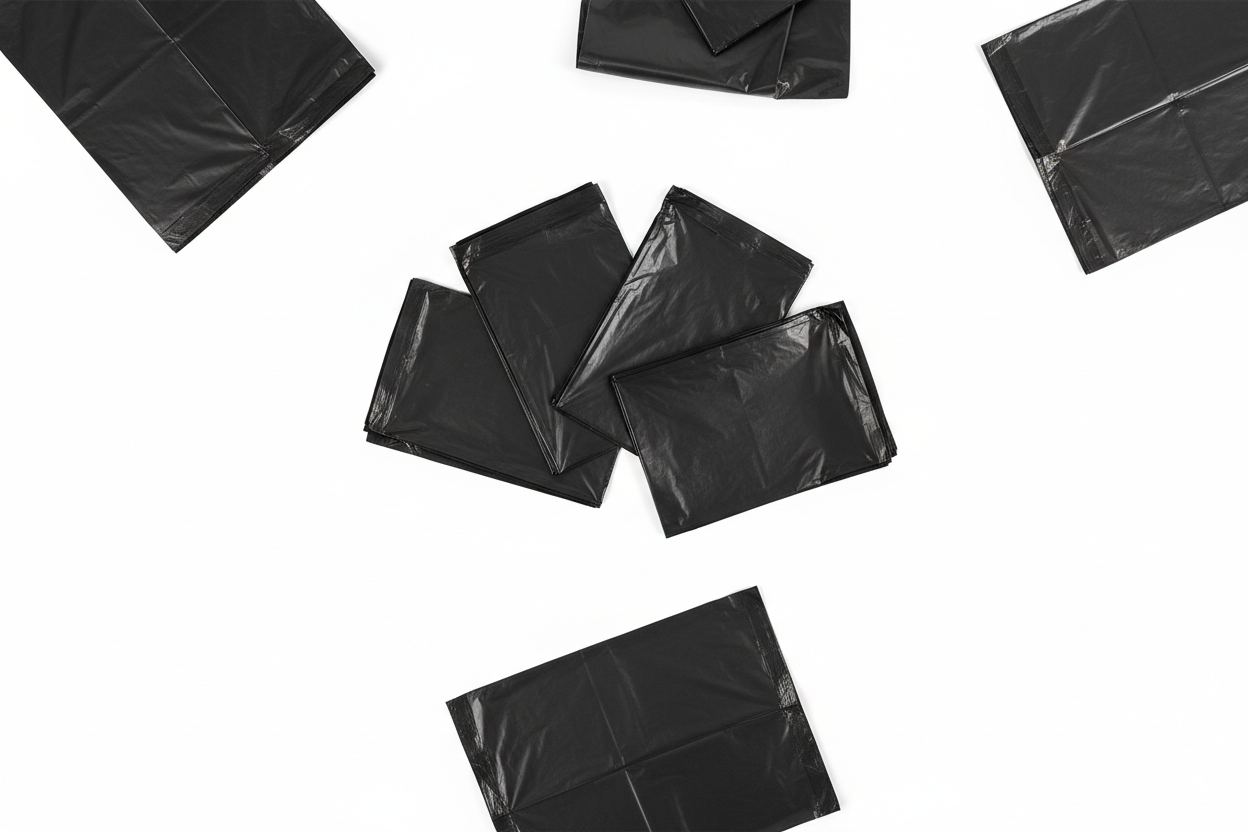 loose disposable bin bags plain black
