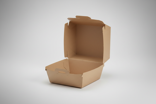 open kraft burger box takeaway with no print