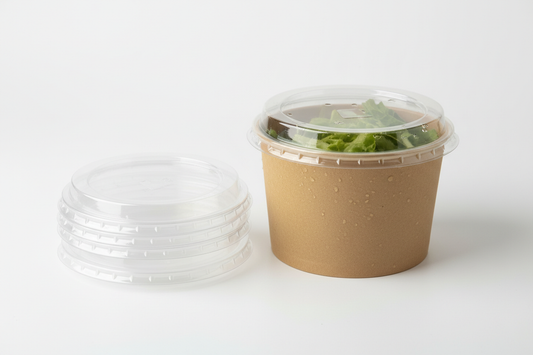pet lids for round kraft bowl takeaway 