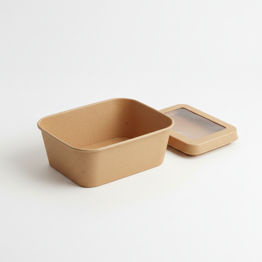 rectangular kraft bowl takeaway brown
