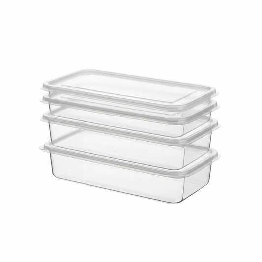Rectangular plastic takeaway container, 650ml