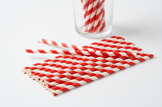 red and white stripped paper straws