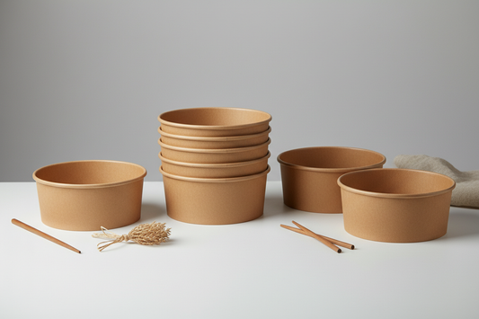 Round Kraft brown  Bowls – 1000ml in studio background without any names on photos