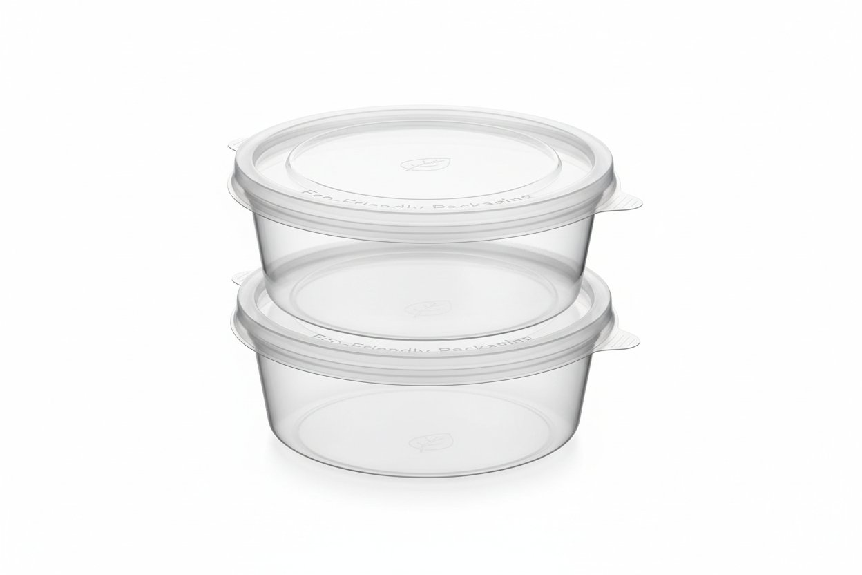 Round Plastic Containers with Lids – 10oz with no food
