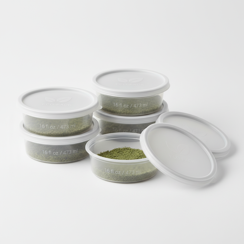 Round Plastic Containers with Lids – 16oz