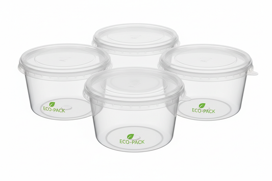Round Plastic Containers with Lids – 8oz with no food