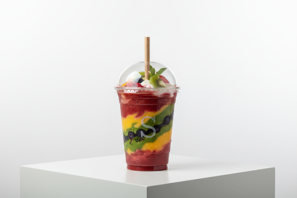 Smoothie cup 12oz take away in studio back ground
