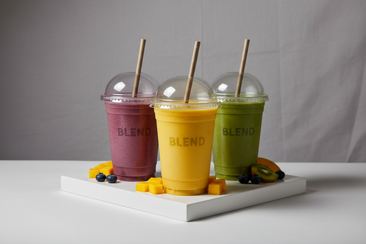 Smoothie cups 16oz take away in studio back ground