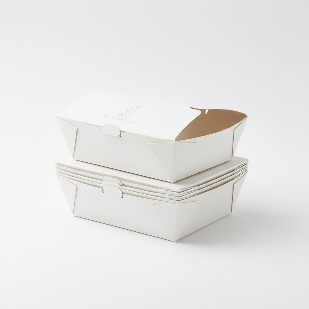 Takeaway Deli Boxes (White Kraft) – No 2