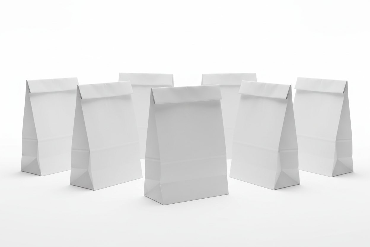 white kraft bags without handle takeaway