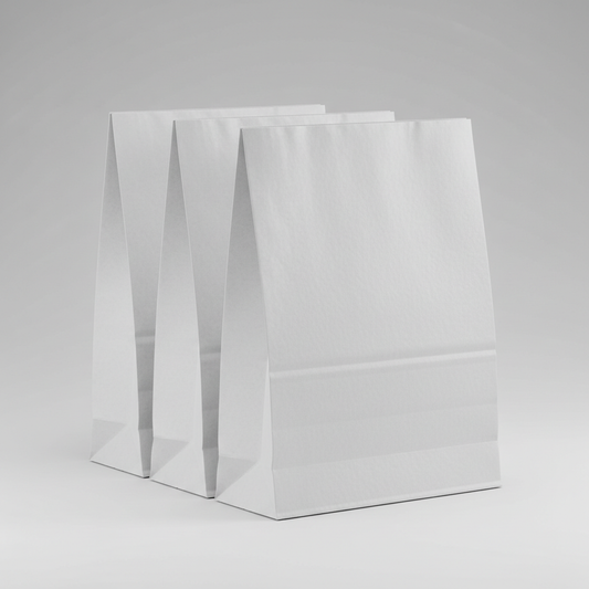White Kraft SOS Takeaway Bags – Large(No Handle) with no names on the photos and in studio back ground