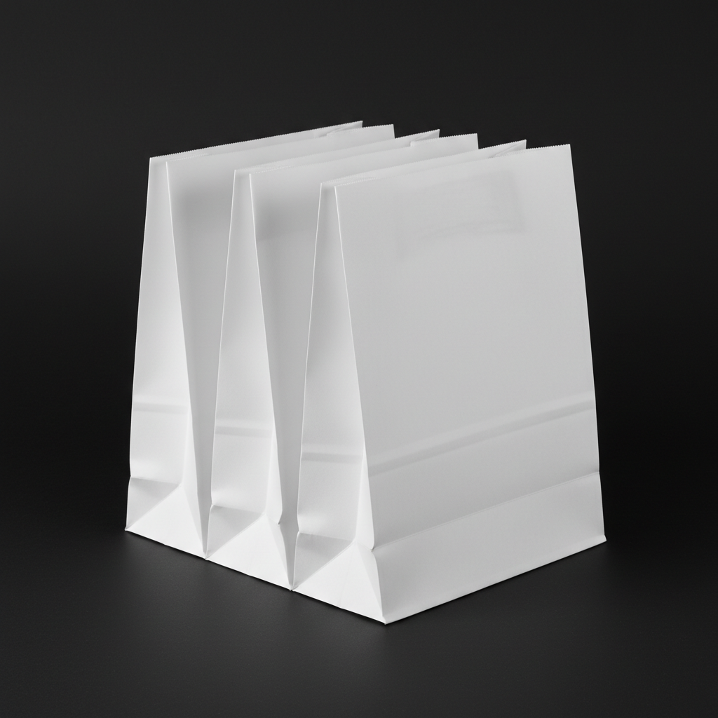 White Kraft SOS Takeaway Bags – Small(No Handle) with no names on photos and in studio backl ground