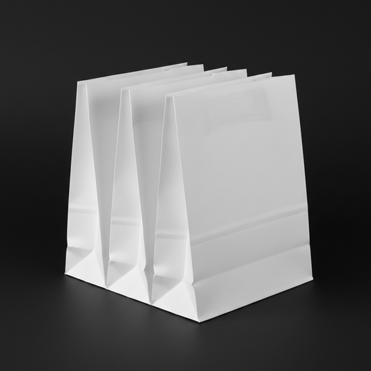 White Kraft SOS Takeaway Bags – Small(No Handle) with no names on photos and in studio backl ground