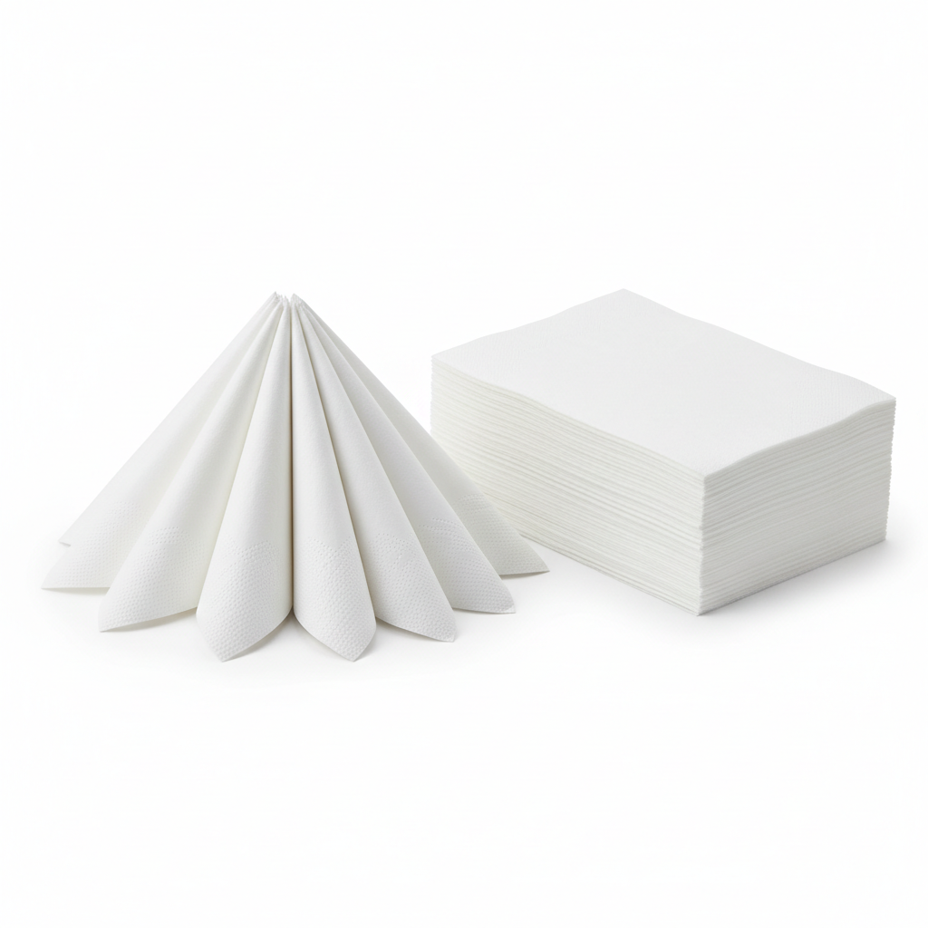 White Napkins – (30 X 30CM) "ONYX" 1PLY in studio mode but no need of any names on the photos