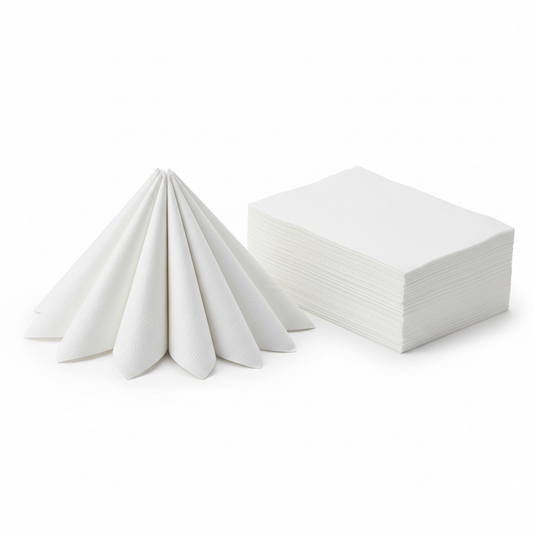 White Napkins – (30 X 30CM) "ONYX" 1PLY in studio mode but no need of any names on the photos