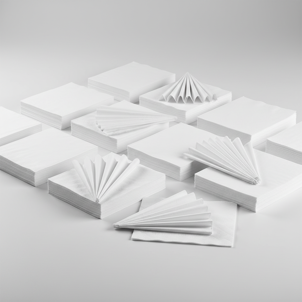 White Napkins – (40 X 40CM) 2PLY 1/8-FOLD in studio back ground