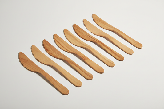 Wooden Cutlery – Knives in studio back ground